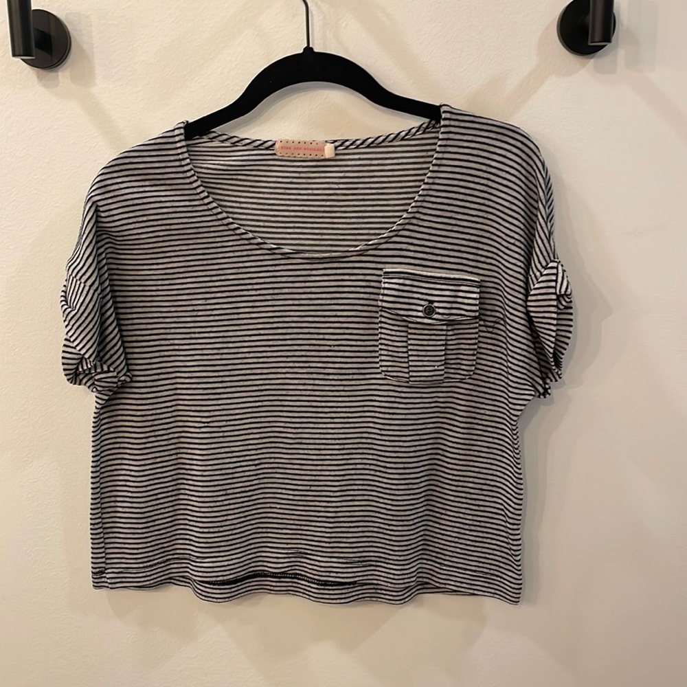 Pins and Needles Striped Crop Shirt Small